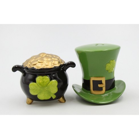 Kevins Gift Shoppe Ceramic Irish Top Hat and Pot of Gold Salt and Pepper Shakers - image 1 of 4