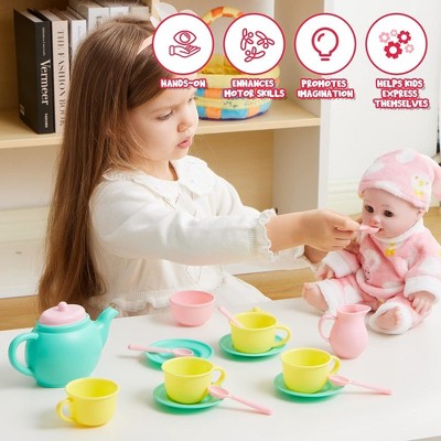 Colorful 18-Piece Plastic Kids Tea Party Set