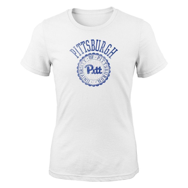 NCAA Pitt Panthers Girls&#39; White Crew T-Shirt, 1 of 2