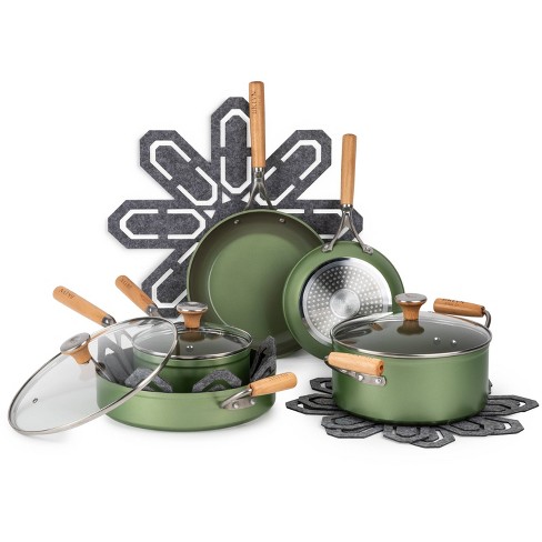 Brooklyn Steel 12pc Silicone/Ceramic Atmosphere Cookware Set - Olive