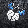 Funny Tall & Short Best Friend Heart Matching Pendant Necklace Set-2PCs, Butterfly Charm, Perfect for Women-Bestie, Sister, Christmas & Birthday Gifts - 3 of 3