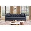 81"Leather Couch,Handmade Button Tufted 3 Seater Sofa, Chesterfield Sofa with Deep Seat and 2 Pillows,Leather Sofa for Living Room Apartment,Office - 2 of 4