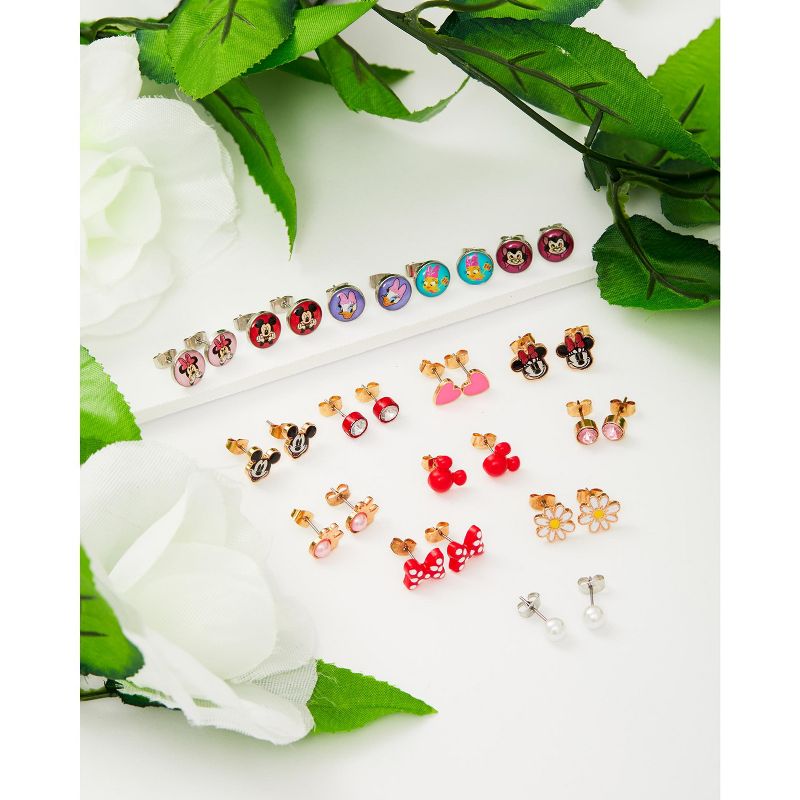 Disney Mickey, Minnie Mouse & Friends Stud Earrings Pack of 16 Pairs - Officially Licensed Disney Earrings for Daily Wear, 3 of 5