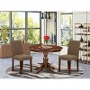 3-Piece Mahogany Finish Solid Wood Top-Dining Room Set with High Back-Seats 4 - 2 of 4