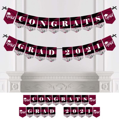 Big Dot of Happiness Maroon Grad - Best is Yet to Come - Burgundy Graduation Party Bunting Banner - Party Decorations - Congrats Grad 2021