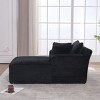 TinyHomie Oversized Chaise Longue Chair Indoor, Modern Upholstered Corduroy Deep Seat Sofa Bed with Throw Pillows and Armrests, Black - 3 of 4