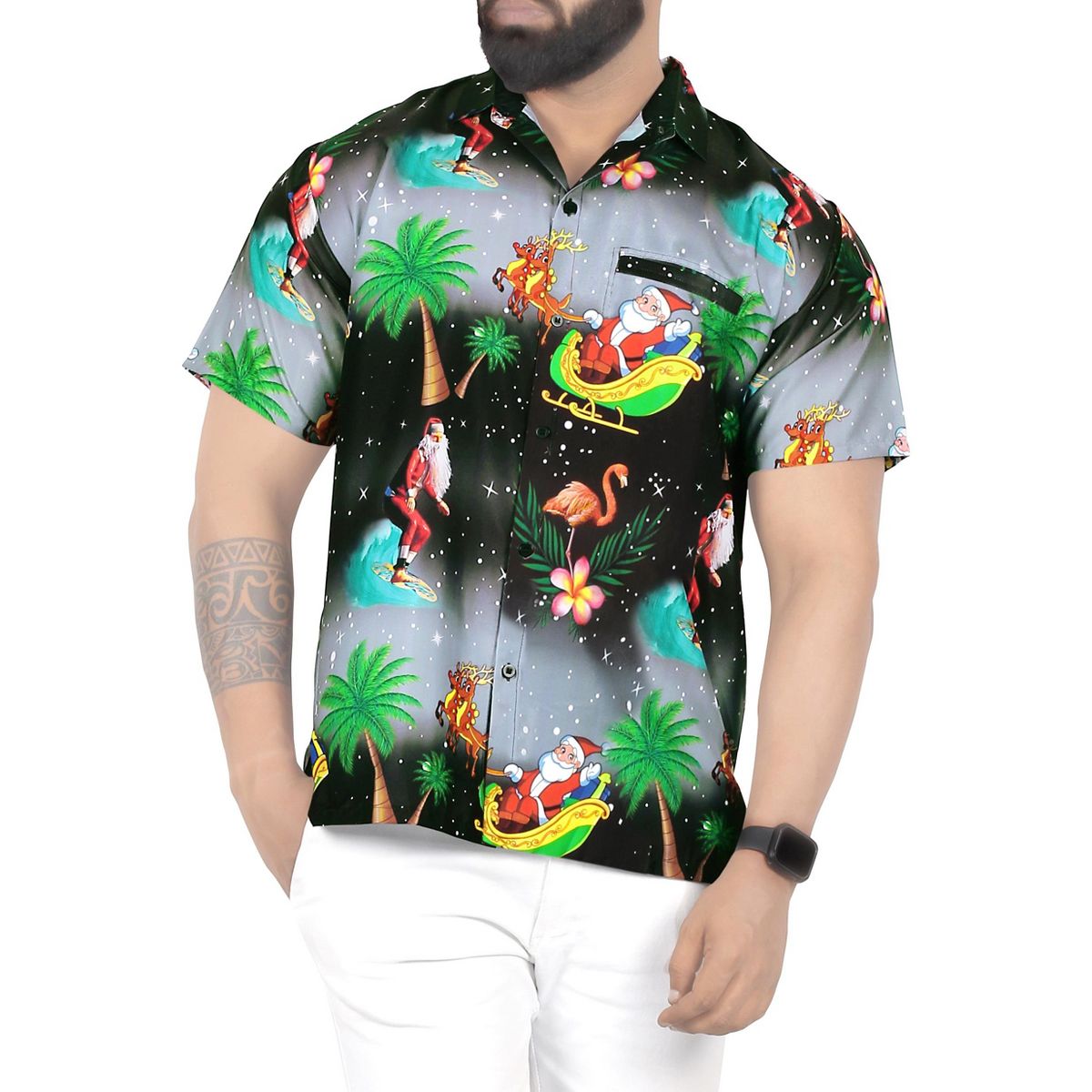 HAPPY BAY Men's Hawaiian Shirts Short Sleeve Button Down Shirt Mens Christmas Shirts Holiday Beach Party Shirts for Men Funny - thumbnail 5