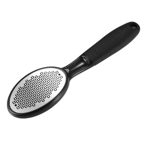 Unique Bargains Stainless Steel Removes Dead Skin Pedicure Scrubber Foot File Black 1 Set - 1 of 4