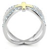 Slickblue Women’s Two-Tone Gold Stainless Steel Ring with Sea Blue Syntheic Crystals, Stylish Fashion Jewelry, Size 5-10 - 3 of 4
