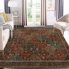 Soft Living Room Rugs 9x12 Extra Large Area Rug Vintage Boho Machine Washable Rug Floral Distressed Stain Resistant Floor Cover Non Slip Thin Carpet - 4 of 4