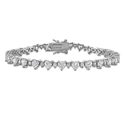 EVERLY JEWELRY | Sterling Silver 9.92 CT TGW White Round & Heart Cubic Zirconia Bracelet - 7 in