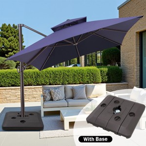 Crestlive Products 13FT Patio Cantilever Umbrella with Base Set Double Top High-strength Aluminum 360°Rotation 5 Heights Adjustable - 1 of 4