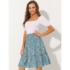 INSPIRE CHIC Women's Ruffle Hem Elastic Waist Flowy A-Line Swing Floral Midi Skirt - 2 of 4