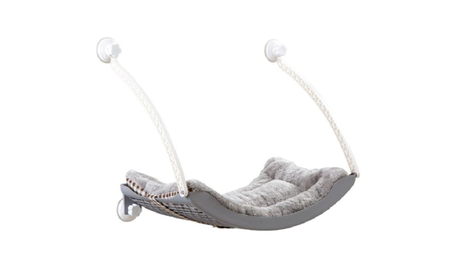 MPM Cat Window Hammock  - Grey | Space Saving Cat Perch, Resting Shelf Sunny Seat for Indoor Cats, Perfect for Sunbathing, Napping, Overlooking