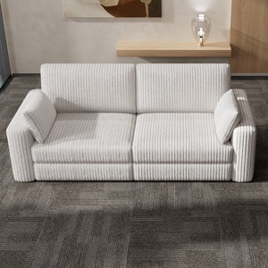 Vipbear Beige Extra Large Modular Sectional Sofa,Comfy Corduroy Modern Oversized 4-Seat Sectional Couch with Deep Seat,Tool-Free Assembly - 1 of 4