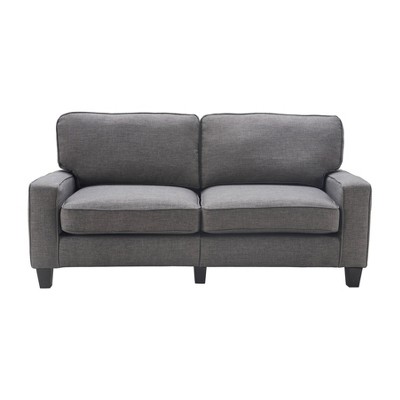 Gray Linen Reclining Sofa with Removable Cushions and Wood Frame
