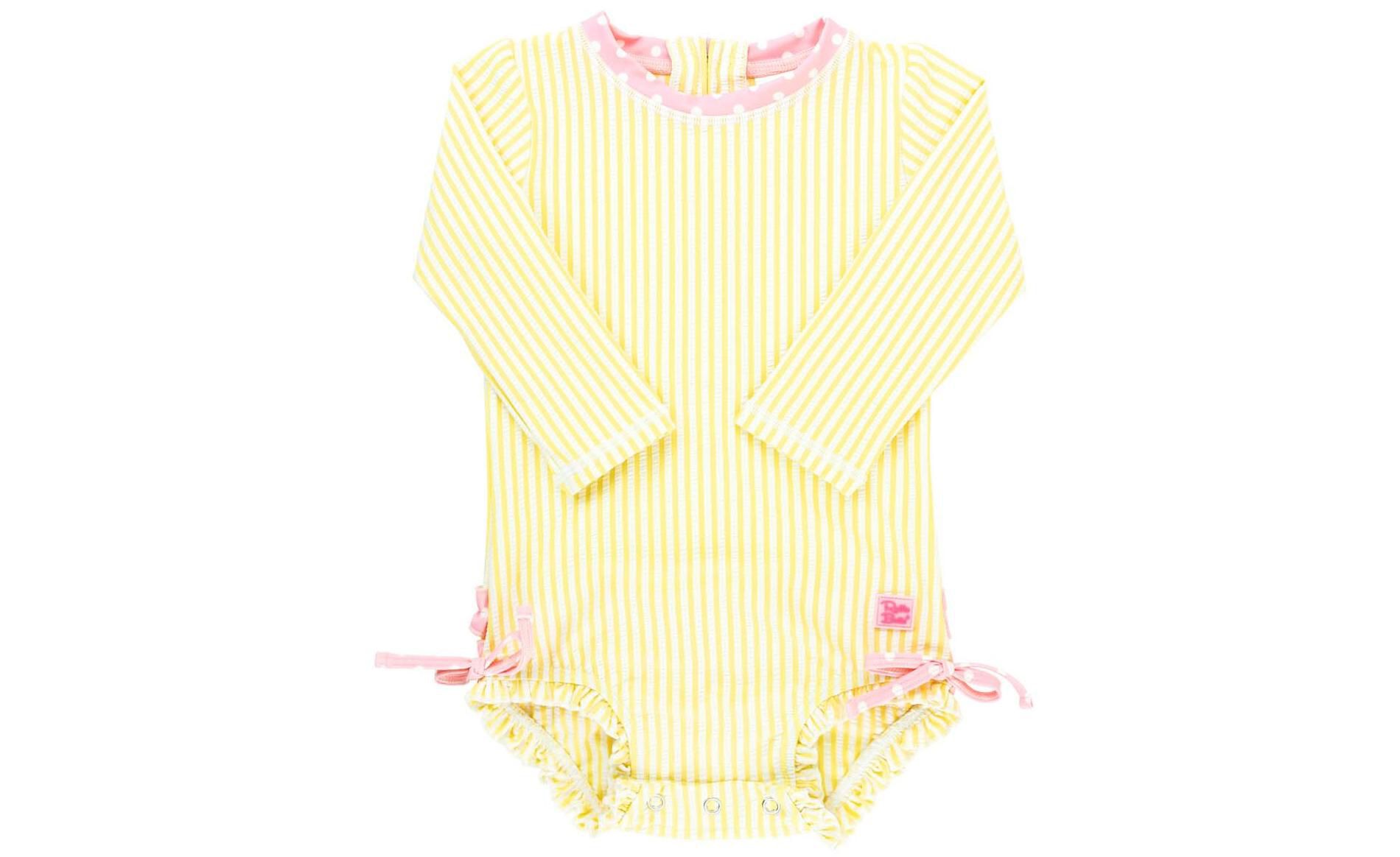 Rufflebutts Baby Girls Seersucker Long Sleeve UPF50 One Piece Rash Guard