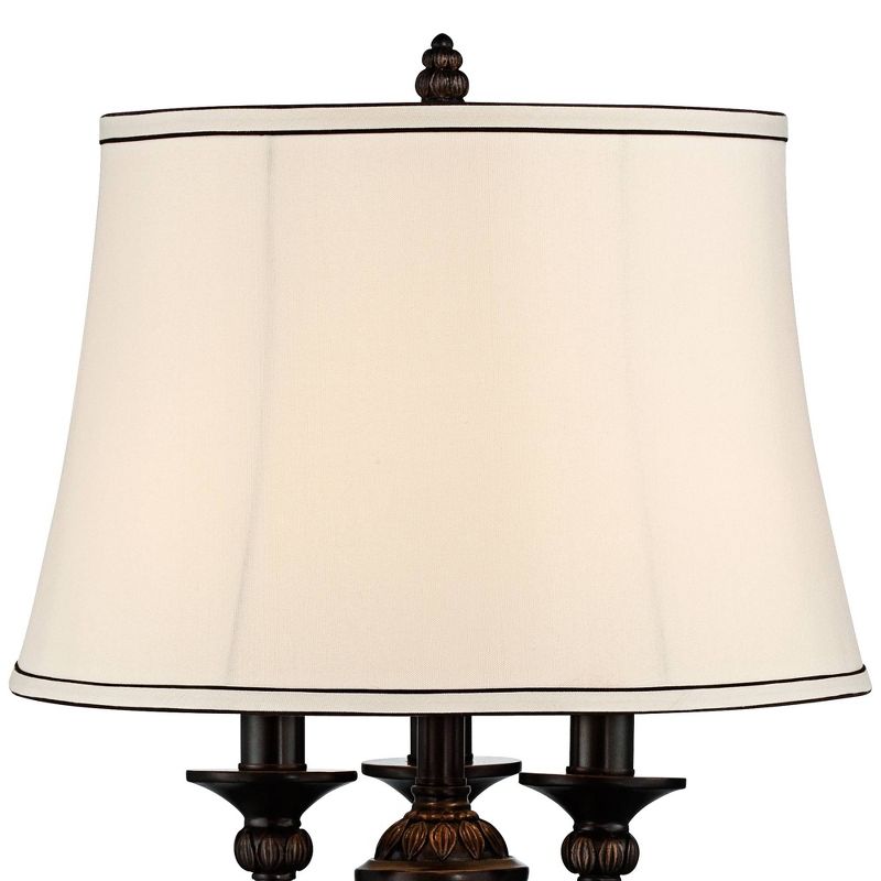 Kathy Ireland Mulholland Traditional Table Lamp 37" Tall Bronze Golden Marbleized with USB Dimmer Cord White Bell Shade for Bedroom Living Room Office, 3 of 10