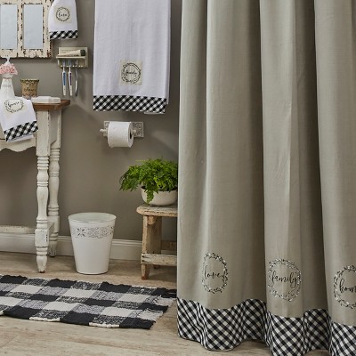 Bouquet of Grace Embroidered Fabric Shower Curtain