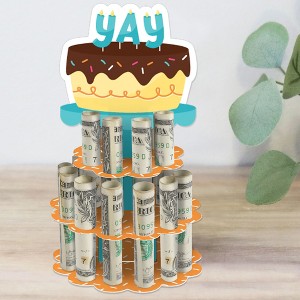 Big Dot of Happiness Colorful Happy Birthday - DIY Birthday Party Money Holder Gift - Cash Cake - 1 of 4