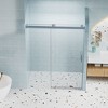 NicBex Shower Door Frameless Single Sliding Soft-closing Shower Doors, 1/4" (6mm) Thick Tempered Glass with Explosion-proof Coating - 3 of 4