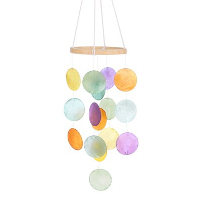 Unique Bargains Handcrafted Colorful Seashell Coastal-Inspired Wind Chime 5.1" x 13.8" 1 Pc