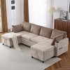Whisen 113.4" Sectional Sofa, Pull-out Sofa Bed, Versatile Couch with Large Storage Space, Two Cup Holders - 3 of 4