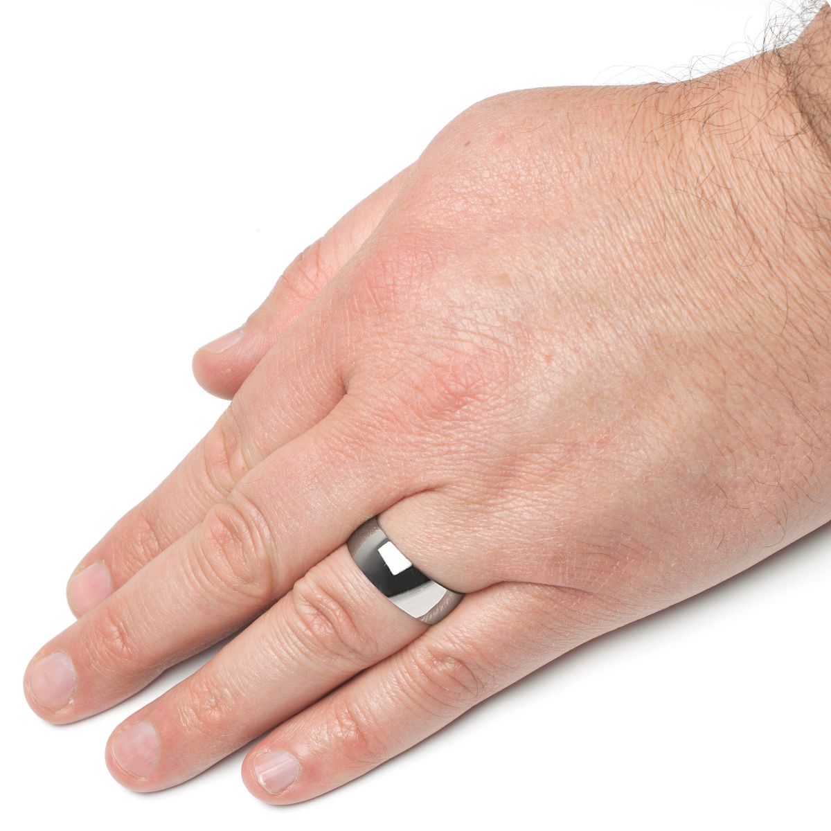 West Coast Jewelry Domed Polished Titanium Band 8mm - thumbnail 2
