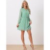 INSPIRE CHIC Women's Choker V Neck Vintage Flared Gilding Metallic Shiny Star A-Line Dress - 2 of 4