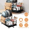 KTMBDW Dish Drying Rack for Kitchen Counter, Stainless Steel Sink Organization and Storage Essentials with Cutlery Holder, Home and Appartment, Black - 3 of 4