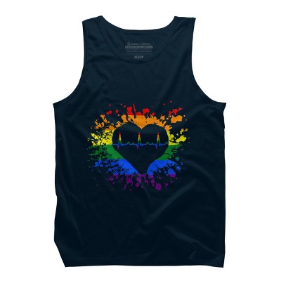 Adult Design By Humans Pride Heartbeat EKG Splatter By LegatoTendo Tank Top