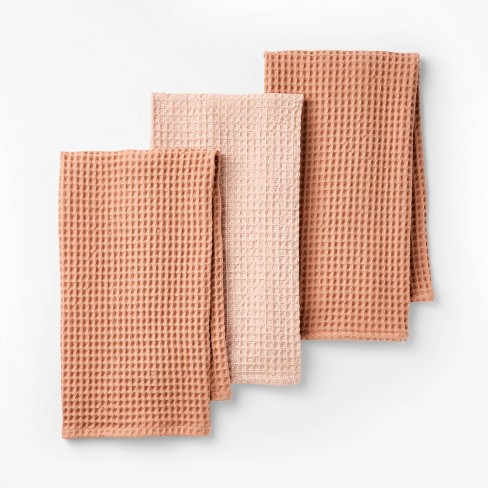 3pc Waffle Kitchen Towels Terracotta Orange Figmint Cotton Dish Towels Kitchen Hand Towels Oeko tex Certified Target