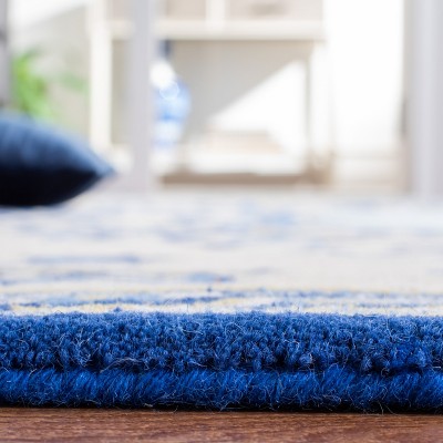 Empire Blue and Beige Hand-Tufted Wool Runner Rug