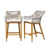 NicBex Patio Bar Stools Set of 2, Aluminium Counter Stool Chair with Square Back and Cushion for Garden, Kitchen, Dining Room - 3 of 4