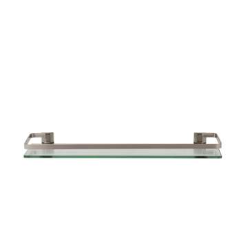Glass Shelf with Metal Rail Nickel - Organize It All