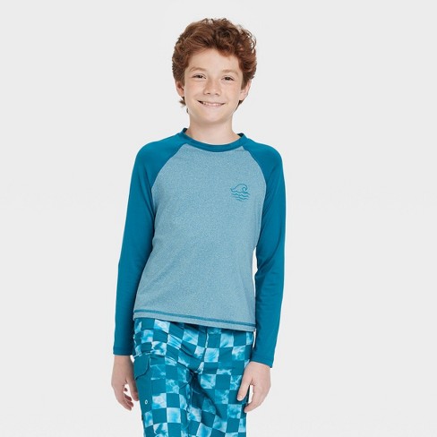 Boys' Wave Long Sleeve Rash Guard Swim Shirt - Art Class™ Dark Blue S :  Target