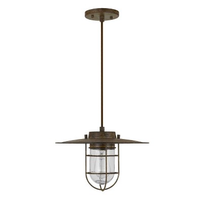 12.75" x 12.75" x 8.5" Metal Owenton Old Industrial Pendant with Glass Shield Rust - Cal Lighting