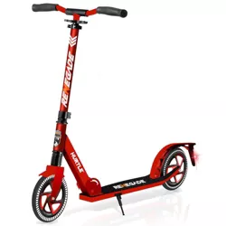 Hurtle Renegade Lightweight Foldable Teen and Adult Adjustable Ride On 2 Wheel Transportation Commuter Kick Scooter, Red