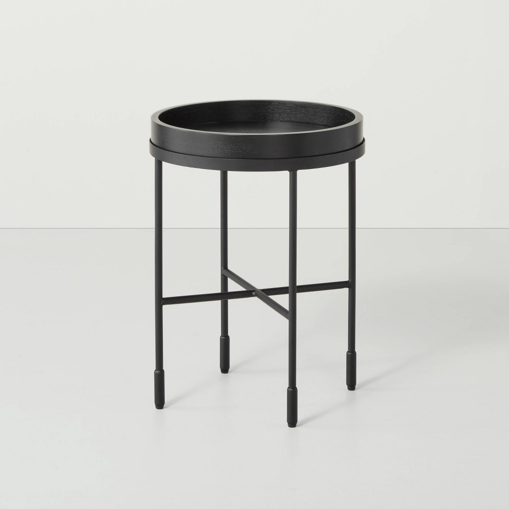 Photos - Dining Table Wood & Metal Accent Side Table - Black - Hearth & Hand™ with Magnolia