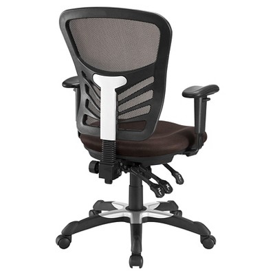 Brown Mesh and Leather Adjustable Swivel Office Chair