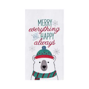 C&F Home Christmas "Merry Everything and Happy Always" Sentiment Polar Bear Cotton Flour Sack Kitchen Dish Towel  27L x 18W in.