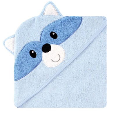 Luvable Friends Baby Boy Cotton Animal Face Hooded Towel, Raccoon, One Size