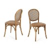 Dining Chairs Set of 2, Farmhouse Chairs with Round Back, Rattan Dining Chair for Dining Room/Living Room/Kitchen,Brown-Christopher Knight Home - 2 of 4