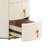Vynxaria Upholstered Nightstand with 3 Drawers ¨C Elegant Round Bedside Table in Beige - 3 of 4
