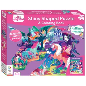 Jr Jigsaw 100-Piece Jigsaw Puzzle Magical Unicorn Forest Puzzle & Coloring Book - 1 of 4