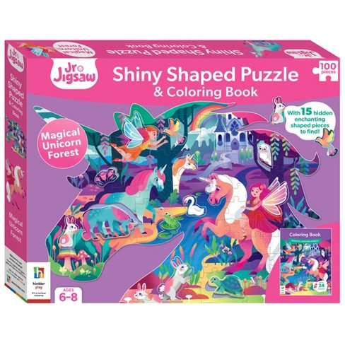 Jr Jigsaw 100-Piece Jigsaw Puzzle Magical Unicorn Forest Puzzle & Coloring Book - image 1 of 4