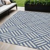 Navy Blue And Ivory Geometric Washable Indoor Outdoor Area Rug - 2 of 4