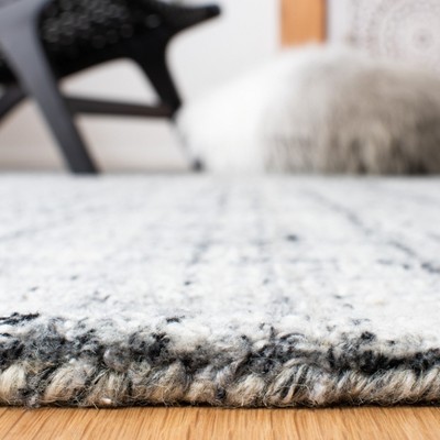 Elysian Grey-Black Tufted Wool-Blend Abstract Rectangular Rug