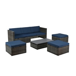 GlasFlength Patio Seating Sets, Innovative Outdoor Seating Sets, Engineered for Comfort and Style, Redefine Your Patio, Blue, 82.5"*27.5"*26.7" - 1 of 4