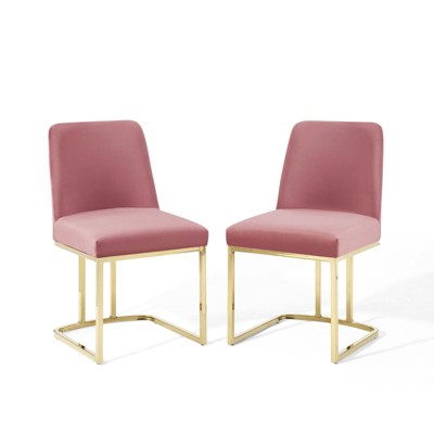 Modway Amplify Sled Base Performance Velvet Dining Chairs - Set of 2